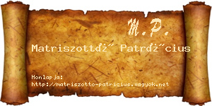 Matriszottó Patrícius névjegykártya